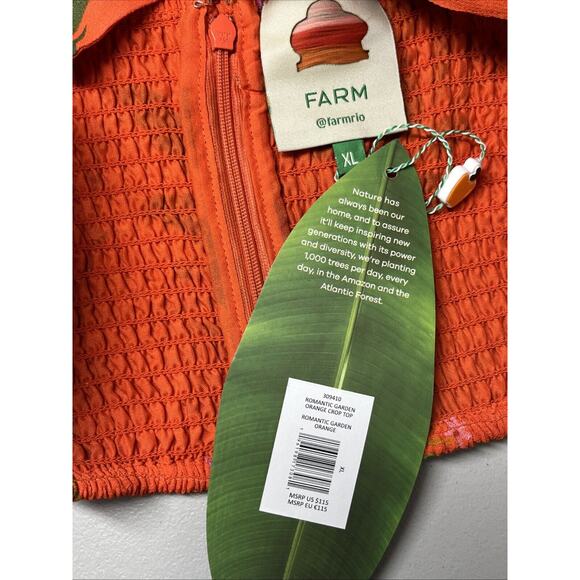 Farm Rio Crop Top XL Floral Romantic Garden Bandeau Strappy Smocked Colorful - Picture 6 of 9